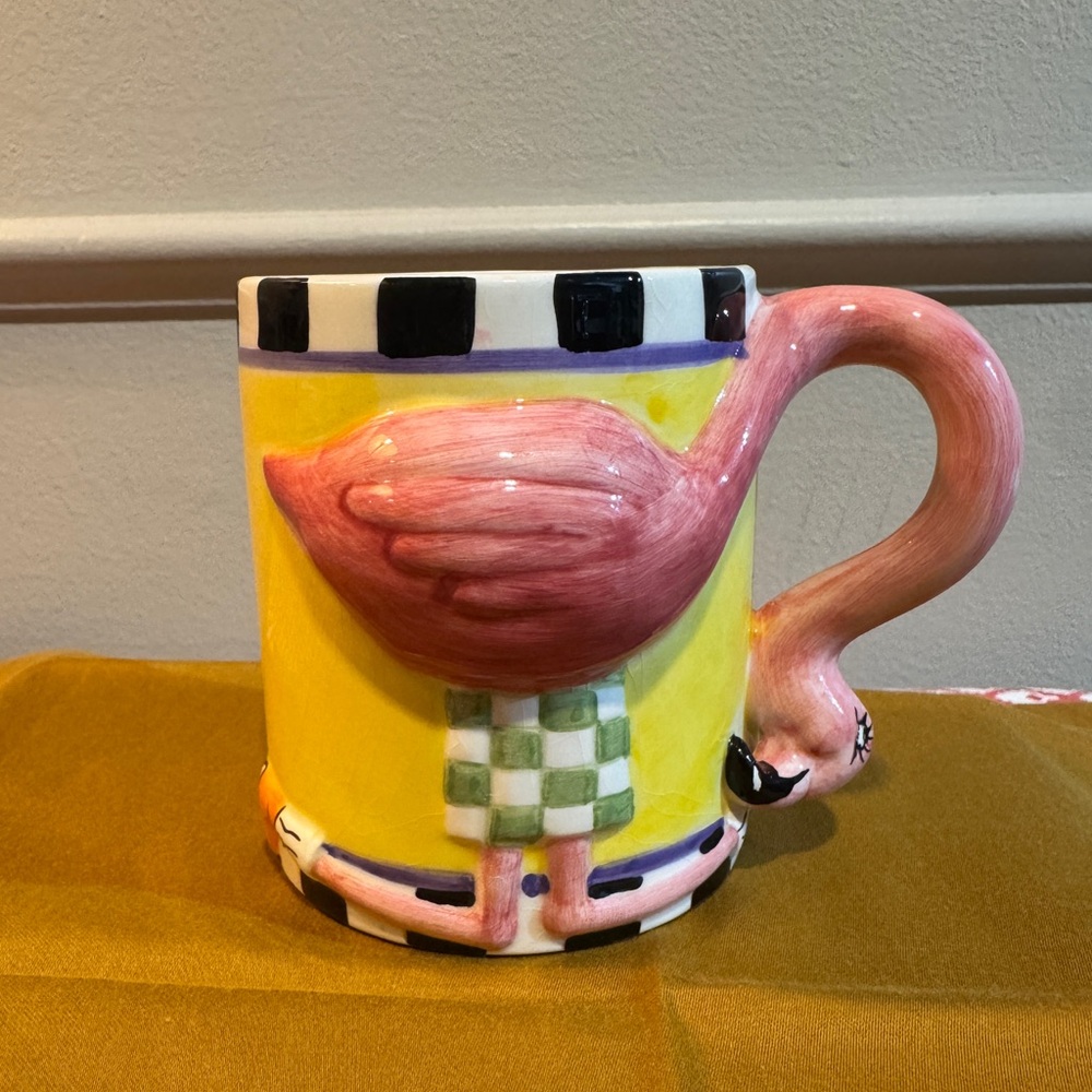 Vintage Y2K Lotus flamingo mug